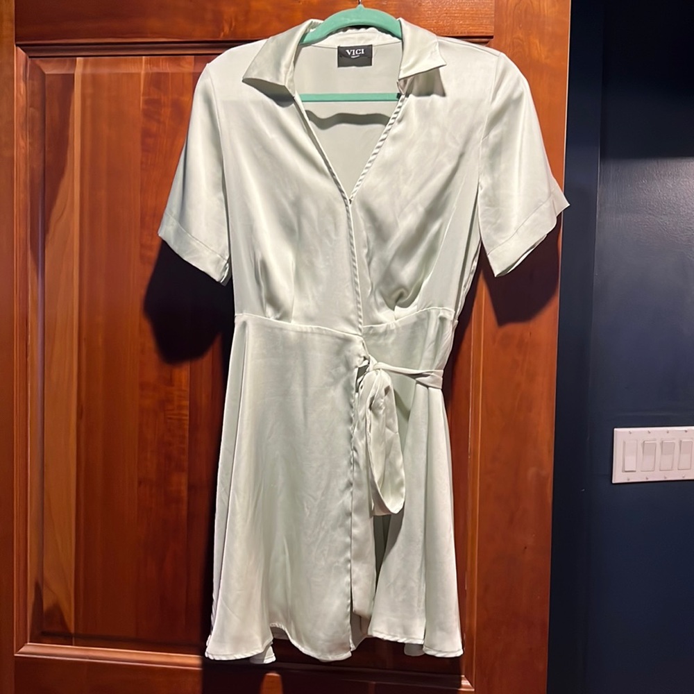 Vici collection wrap dress. Misty jade medium